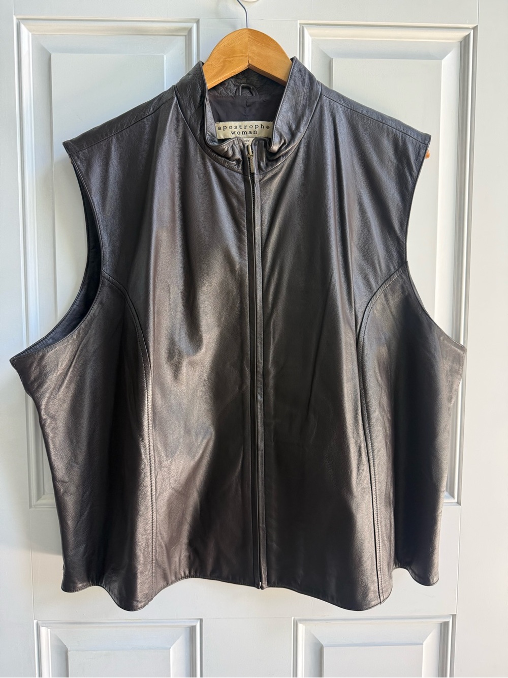 Women’s Vintage Leather Sleeveless Zip Front Vest Apostrophe Woman Sears western - Picture 1 of 9